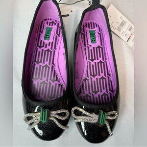 Wicked Shimmery Black Glitter Ballet Flats W/ Green Soles- Target Exclusive NWT